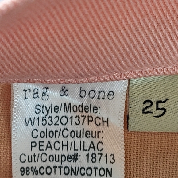 Rag & Bone High Rise Peach Lilac Skinny Jeans 25 NWT - Picture 8 of 9